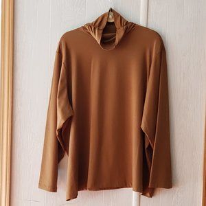 Susan Graver Essentials Butterknit  Ruched Turtleneck,  Camel color, 3X